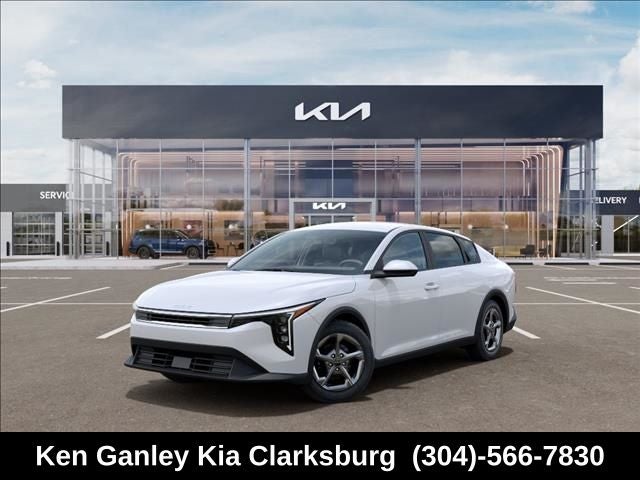 2026 Kia K4 LXS in Snow White Pearl — front three-quarter view