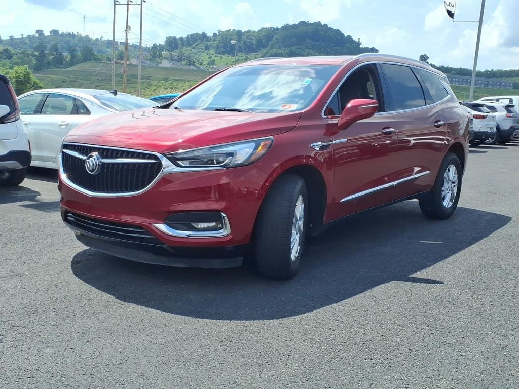 2019 Buick Enclave Essence in Red Quartz Tintcoat — front three-quarter view