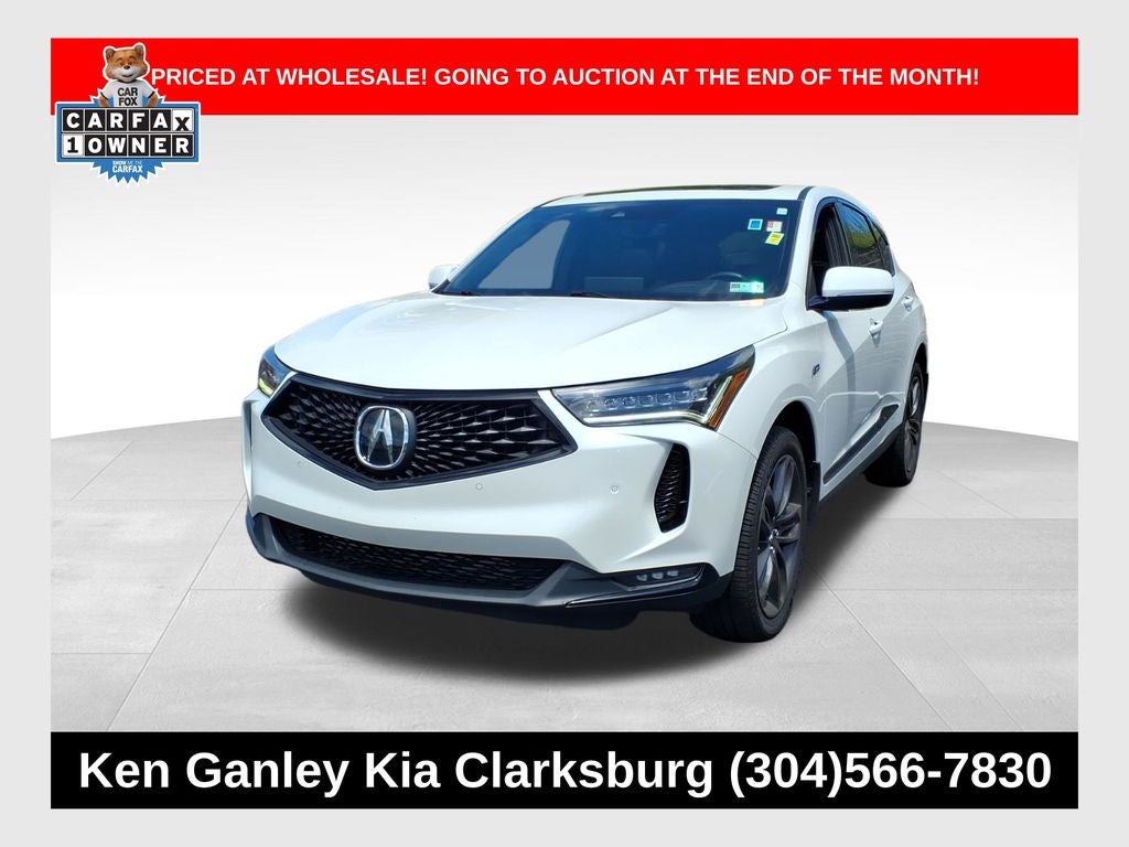 2023 Acura RDX A-Spec Package SH-AWD in Platinum White Pearl — front three-quarter view