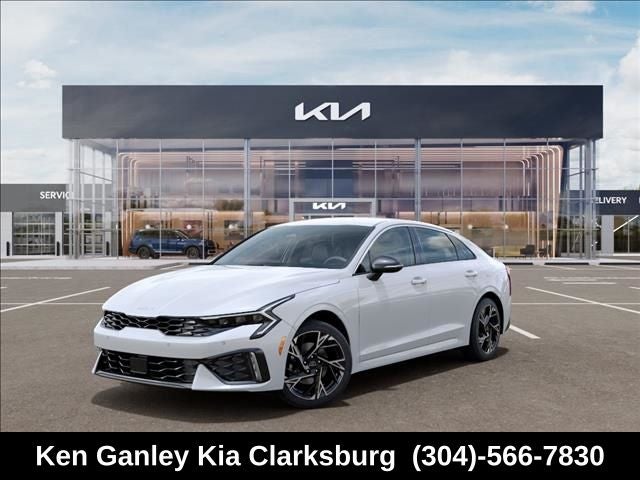 2026 Kia K5 GT-Line in Snow White Pearl — front three-quarter view